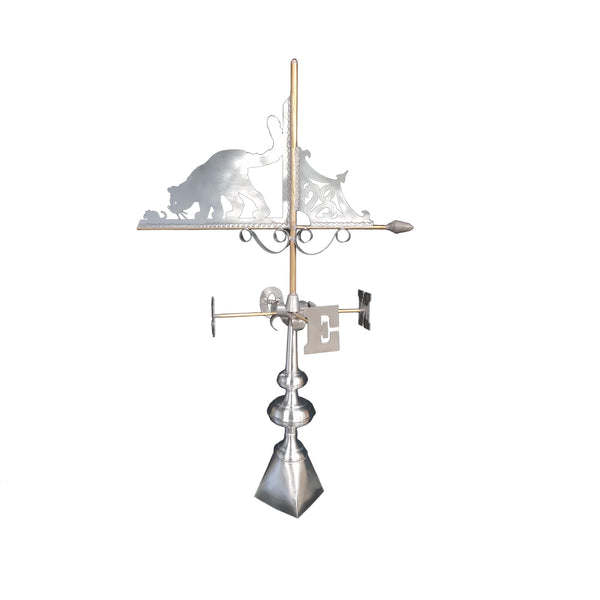 Girouette en zinc motif chat qui joue avec la souris 