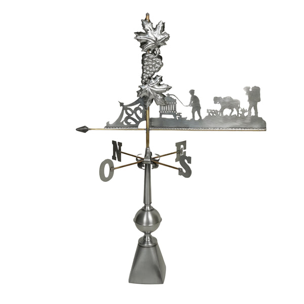 Girouette en zinc vigneron avec ornement de feuille de vigne et raisin ref402G