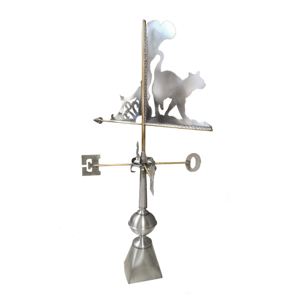 Girouette en zinc avec motif d'un chat câlin Ornement de toiture